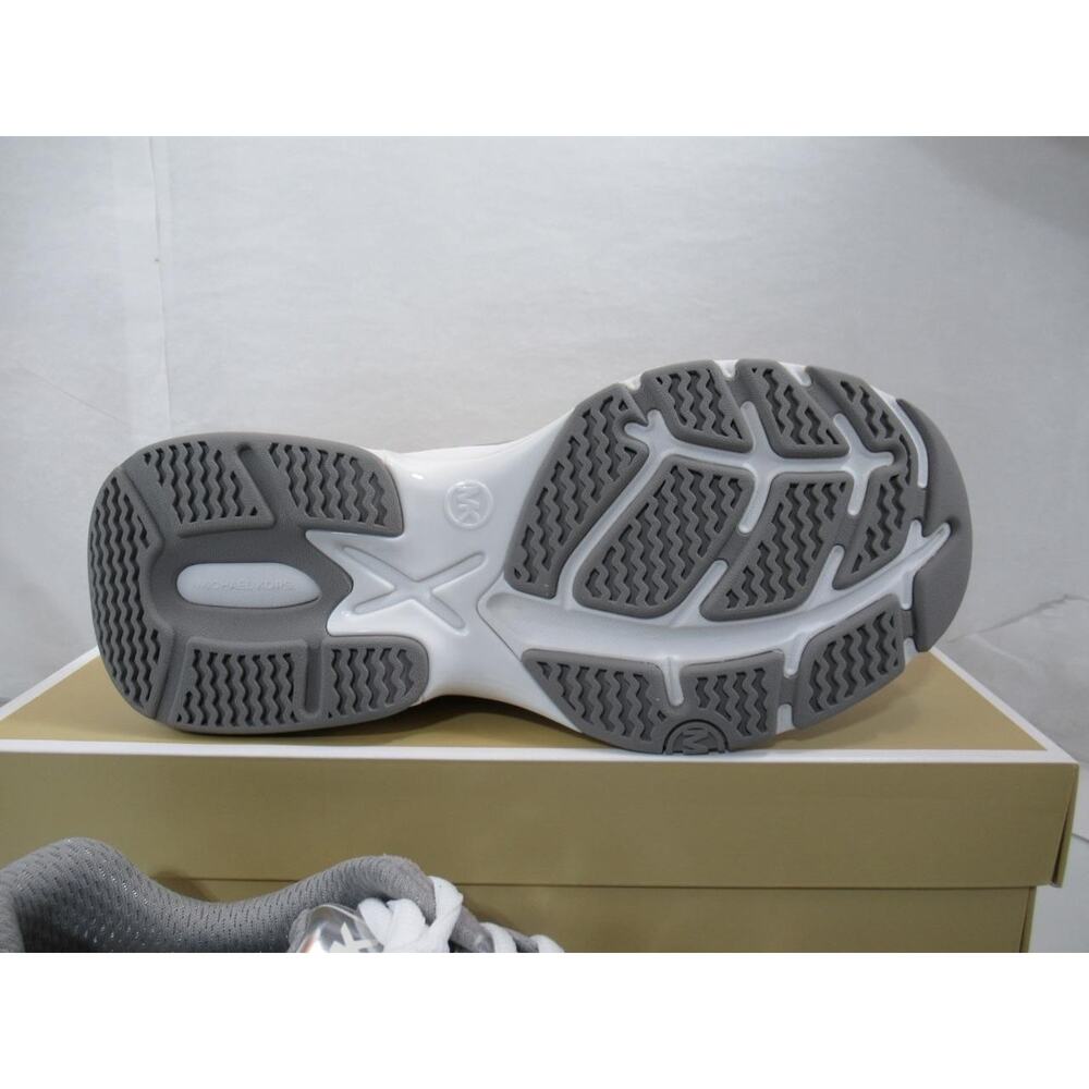 Michael Kors Leo Trainer Lace Up Sneakers MK Signature Silver - Picture 11 of 11